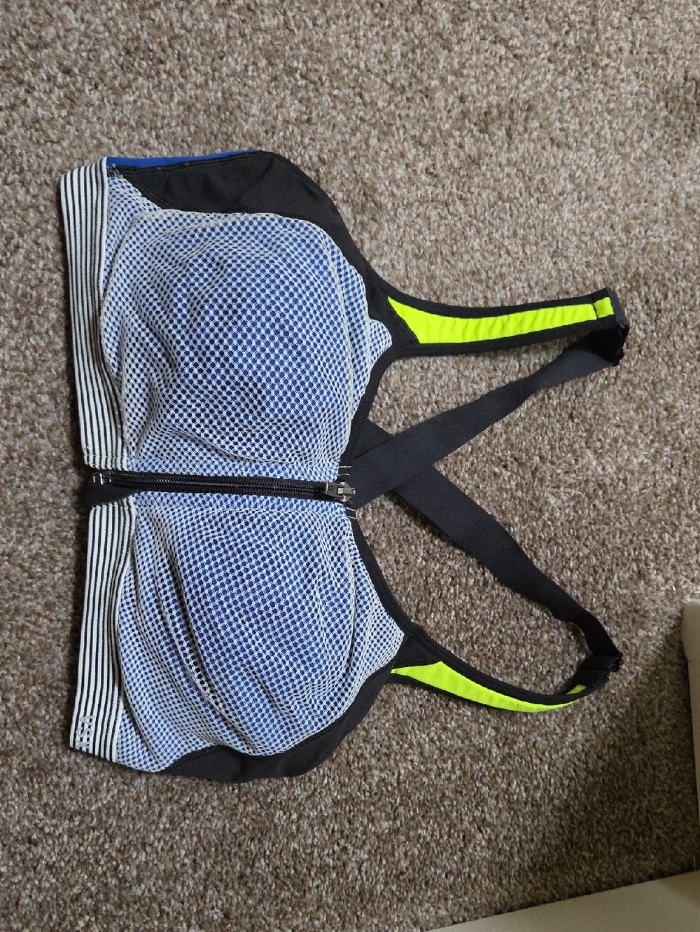 VS Front-Zip Sports Bra with Neon Trim